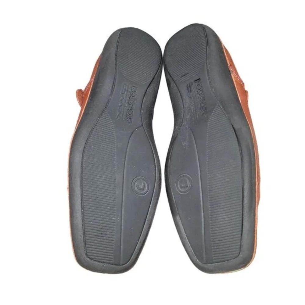 Rockport Women's Flat Mary Jane 7 Suede Orange Dress Shoe‎ Preppy Comfort Mature